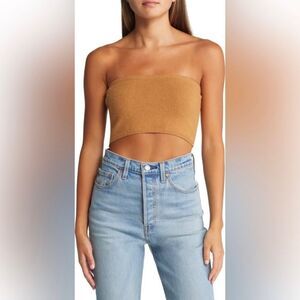 NEW Nordstrom Open Edit wool blend neutral knit bandeau tube top size medium